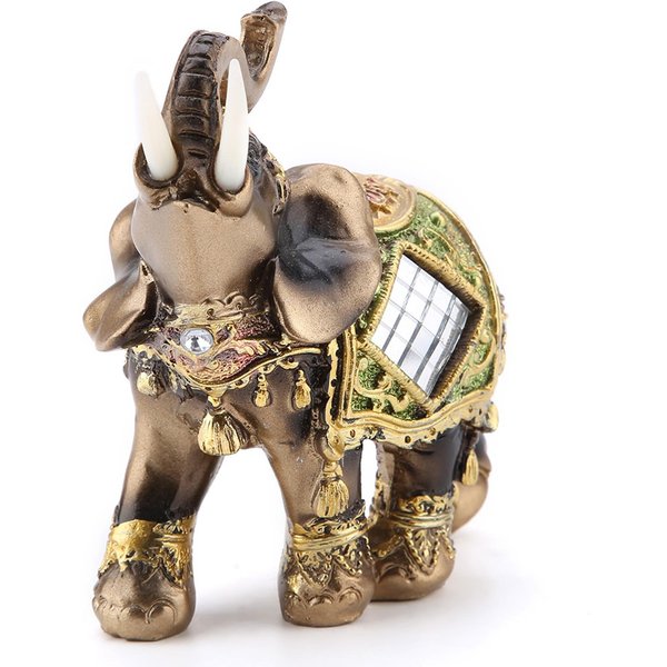 SzczęśLiwy Feng Shui Zielony SłOń Statua RzeźBa Bogactwo Figurka Prezent Dekoracja Domu Green M Beige-image