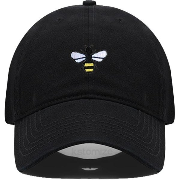 BawełNiane Czapki Z Daszkiem Z Haftem PszczółEk Dla MężCzyzn Kobiet Czapka Dla Taty Regulowana Czapka Snapback Dropshipping Black-image