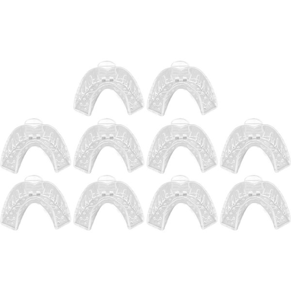 10 Sztuk Taca Wyciskowa Dentystyczna Profesjonalna Przezroczysta Perforowana Taca Wyciskowa Do Szpitala Dentystycznego Dolne ZęBy-image