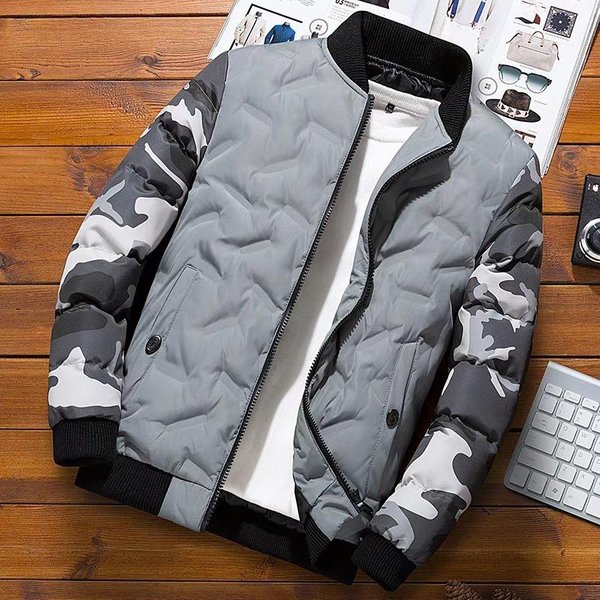 Chaqueta De Hombre Invierno PlumóN Acolchada De AlgodóN VersióN Coreana Chaqueta CáLida Acolchada De AlgodóN 5XL Gray-image