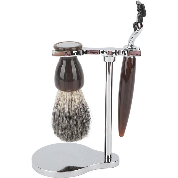 Kit De Afeitado Para Hombre Vintage Afeitado HúMedo Set De Aseo Maquinilla De Afeitar De Seguridad Con Brocha Para Barba Cuenco Para JabóN Soporte-image