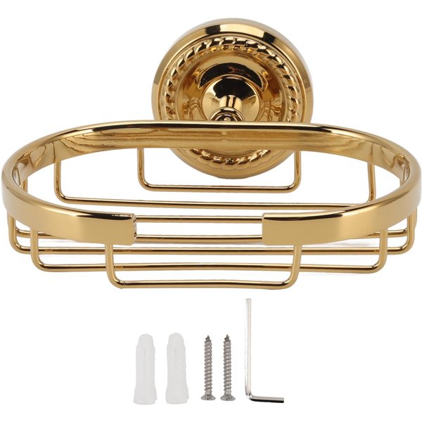 Soporte De JabóN MetáLico De Pared Antiguo Cesta Jabonera Para BañO Giro Dorado-image