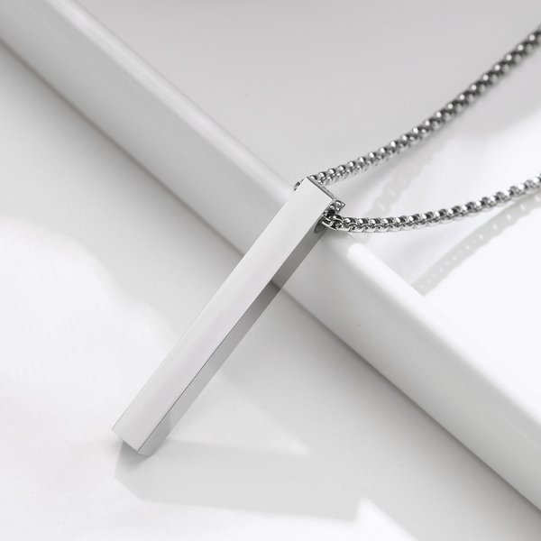 Vnox Naszyjnik Z Filarem 5Mm Dla MężCzyzn I Kobiet, Zawieszka Ze Stali Nierdzewnej 3D W KształCie PręTa, Minimalistyczny Prosty Casualowy Unisex KołNierz Na Szyję White-image