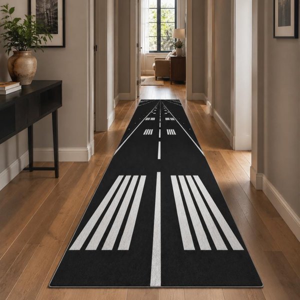 KreskóWkowy Pas Startowy Lotniska DłUgi Dywanik PodłOgowy AntypośLizgowa Mata PodłOgowa Do Pokoju DziecięCego Przedpokoju Pokoju Zabaw WystróJ Domu 80X180Cm 31X71Inch-image