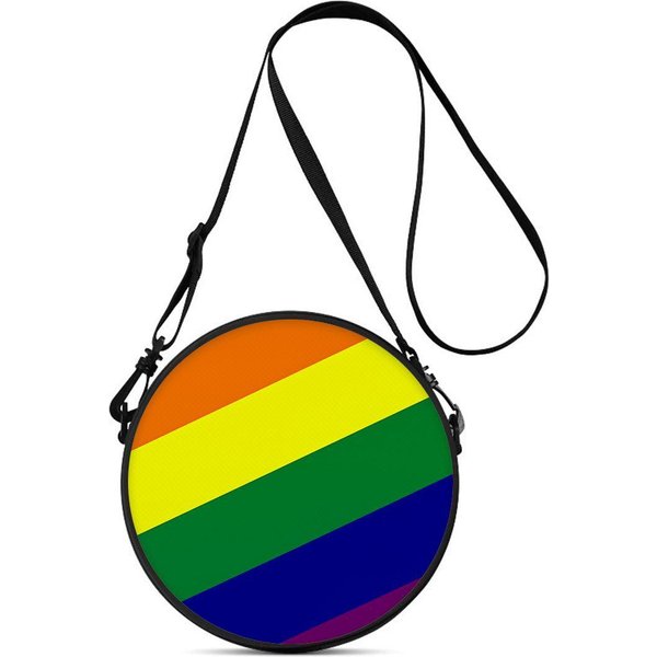 Bolso Redondo Con Estampado De ArcoíRis Bolso Cruzado Casual Para Mujer Mejores Regalos Bolso Cruzado Casual Diario Plano 2D Black-image