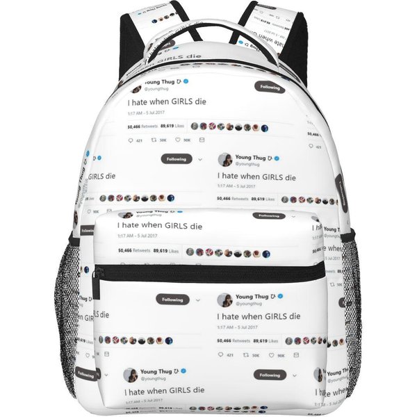 Young Thug Tweet Plecak Ucznia Torba Szkolna Plecak Turystyczny Dzienny Dla ChłOpcóW DziewcząT Modna Torba Na KsiążKi Torby Na Ramię One Size-image