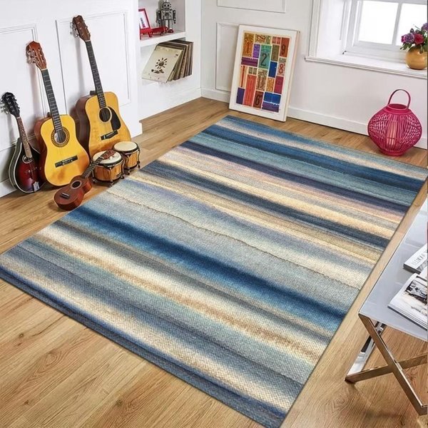 Bohemian Pasiasty AntypośLizgowy Dywan MięKka Pasiasta Mata PodłOgowa Do Salonu Sypialni Boho Coastal WystróJ Domu Dywanik 40X60Cm-Felt-image