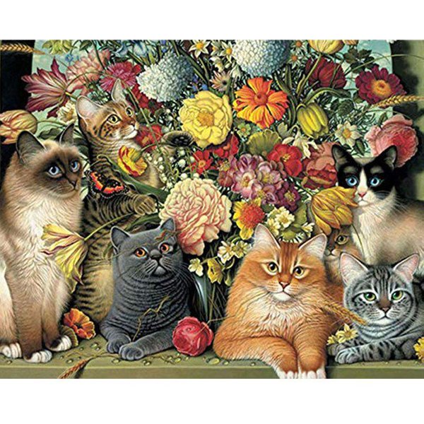 Pintura De Diamantes Animal Bordado De Diamantes Flores Taladro Redondo Completo Punto De Cruz De Diamantes 20X30CM-image