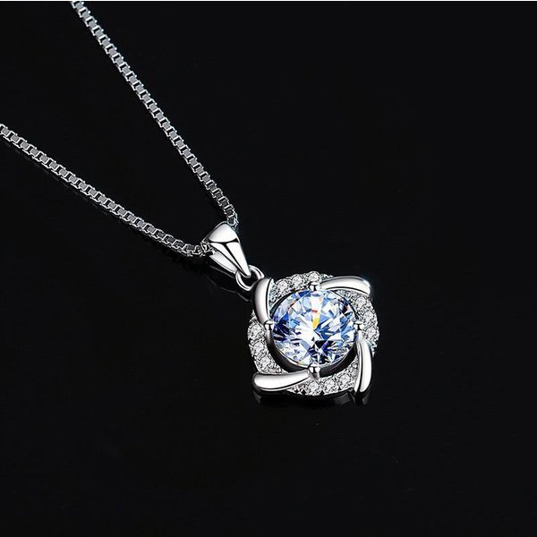 Huitan Moda Lujo Collar De Boda Para Mujer Incrustado Zirconia CúBica Brillante Color Plata Temperamento JoyeríA Para El Cuello Femenina 2022 45Cm-image