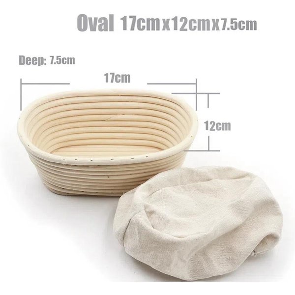 RęCznie Robiony Koszyk Wiklinowy Rattanowy Do Fermentacji Chleba, Wyrastania Ciasta, Banneton, Brotform, Koszyki WyśCiełAjąCe 17X12X7.5Cm-image