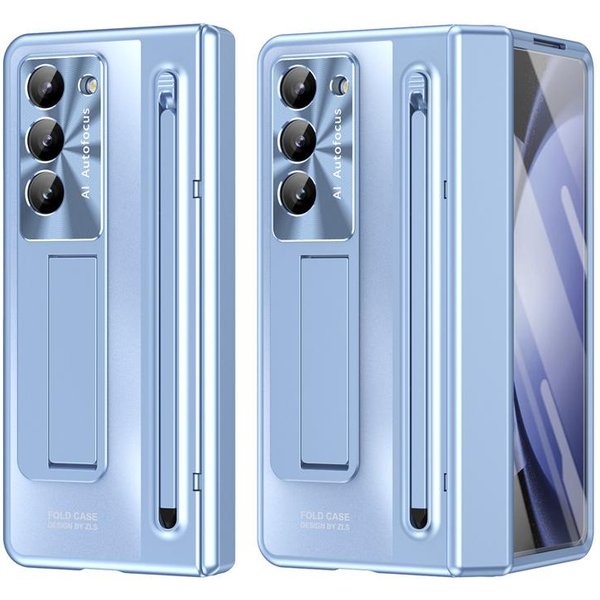 Dla Samsung Galaxy Z Fold 7 6 5 4 360° PełNa Ochrona Zawiasu Etui Na Telefon Folia Ze SzkłA Hartowanego Z Rysikiem SkłAdany Uchwyt Pokrowiec For Galaxy Z Fold 6-image