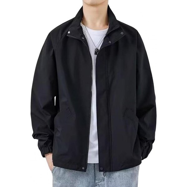 Chaqueta De Hombre Con Solapa, Manga Larga, Cremallera Y Bolsillos, Estilo Informal, Estilo Urbano XL-image