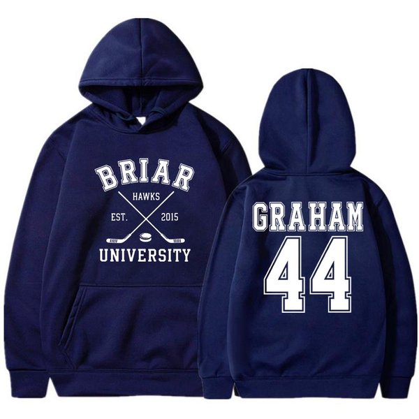 Sudadera Con Capucha De Dos Caras De Hockey Graham 44 De La Universidad Briar Sudaderas De Romance De Hockey De Briar U Sudadera Con Capucha De Manga Larga Unisex M Azul Marino-image