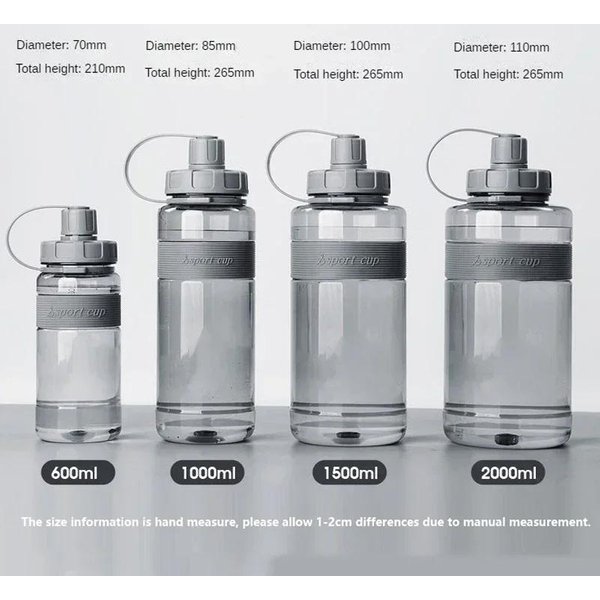 DużA Butelka Na Wodę 2 Litry Ze SłOmką 2L/1.5L/1L/0.6L DużA Pojemność Szkolna SiłOwnia Sportowa Butelki Do Picia Bez BPA Fitness 1500ML-1-image
