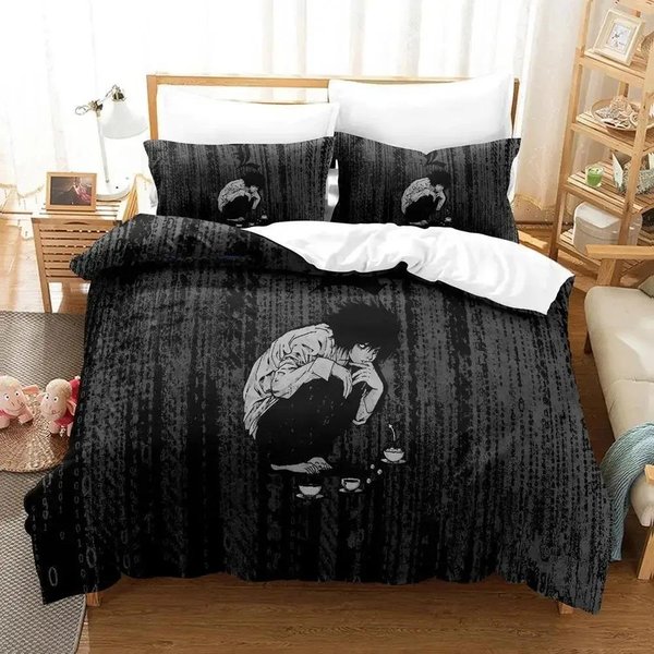 Nueva ColeccióN De Ropa De Cama Death Note Individual Twin Matrimonial Queen King Size ColeccióN De Camas Dormitorio Adulto NiñO Fundas NóRdicas Colecciones Anime 3D Con Ropa De Cama EU Single 135X200Cm-image
