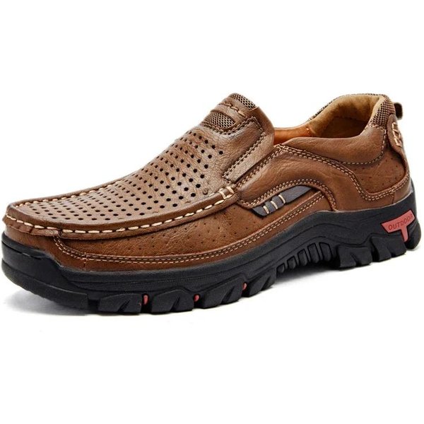 Wysokiej JakośCi MęSkie SkóRzane Buty Codzienne OddychająCe Mokasyny MęSkie Trampki MęSkie Wygodne SkóRzane PłAskie Obuwie Trampki MęSkie Buty 40 Brown-image