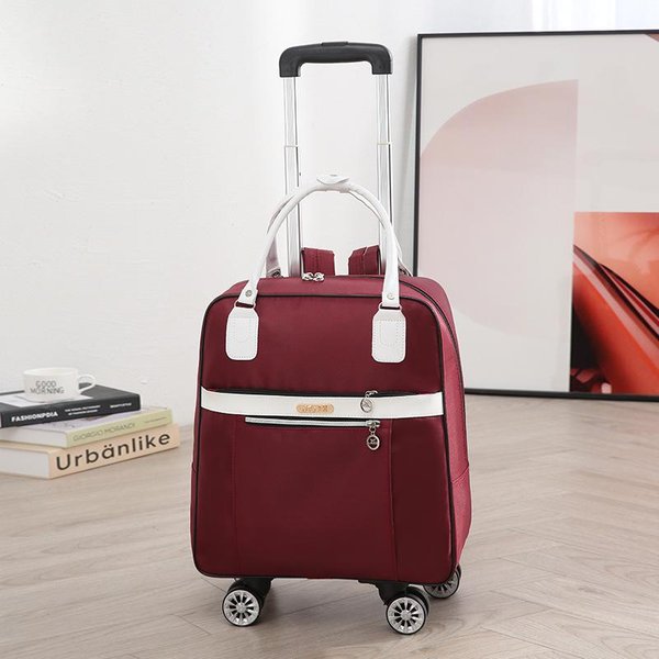 Damski Plecak PodróżNy I Torebka O DużEj PojemnośCi Na KróTkie Wyjazdy I PodróżE SłUżBowe Small (2 Wheels + Backpack Straps) Koloru Czerwonego Wina-image
