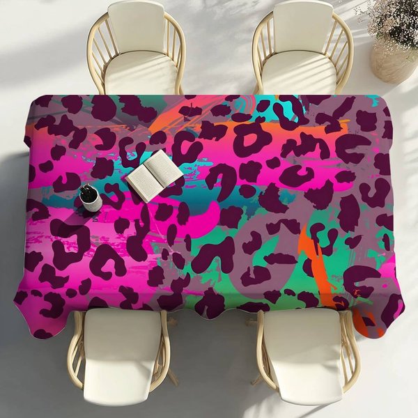 Mantel Con Estampado De Leopardo Color DecoracióN De Fiesta Comedor Hogar Cocina Patios Mantel Impermeable Resistente A Las Manchas 100X140Cm-image