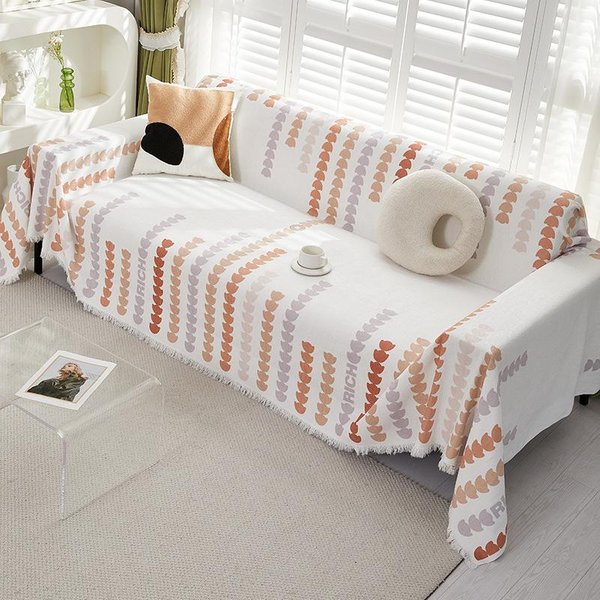 Toalla De Sofá De Chenilla Rayas De Amor Universal Para Todas Las Estaciones Tipo De Una Pieza Toalla De Sofá Tela De Manta De Sofá Para Sala De Estar Del Hogar Toalla 90X180Cm 1Pcs-image