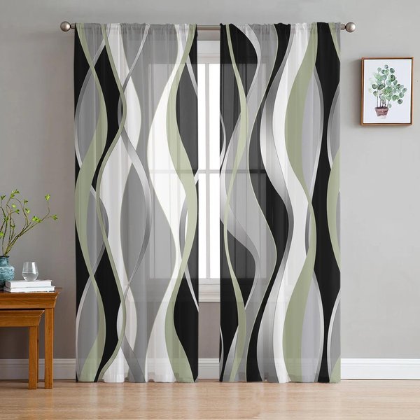 Stereofonowe Abstrakcyjne Liniowe Gradientowe Czerwone Przezroczyste ZasłOny Do Dekoracji Salonu ZasłOna Okienna Kuchnia Tiul Woal Organza Draperie W135 X H115Cm X1&Grommet Top-image