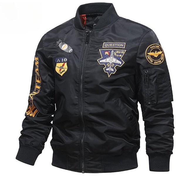 Chaqueta De Piloto MA1 De La Fuerza AéRea Para Hombre, Nueva Chaqueta De Trabajo De Uniforme De BéIsbol Bordado Para La Industria Pesada, Primavera Y OtoñO XL Black-image