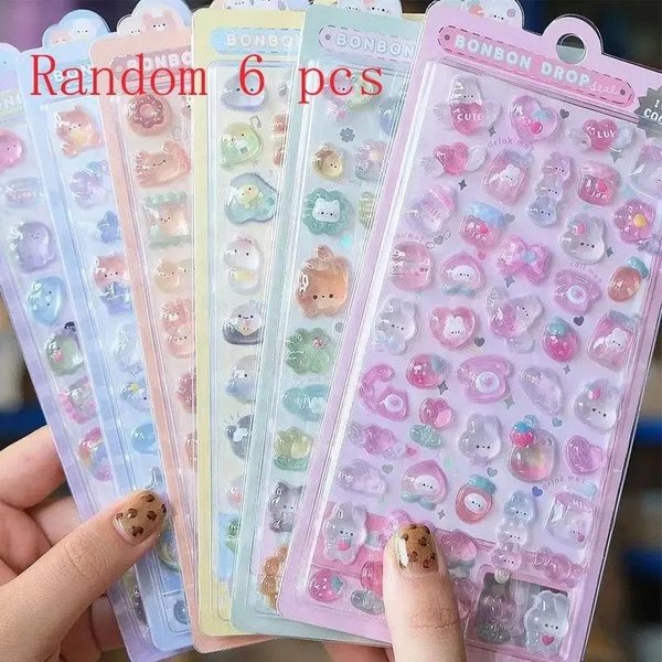 __Kawaii 3D ŻYwiczne Naklejki Galaretkowe Urocze KreskóWkowe BłYszcząCe Przezroczyste Naklejki Do Scrapbookingu Etui Na Telefon Laptop Dekoracje Diy..-image