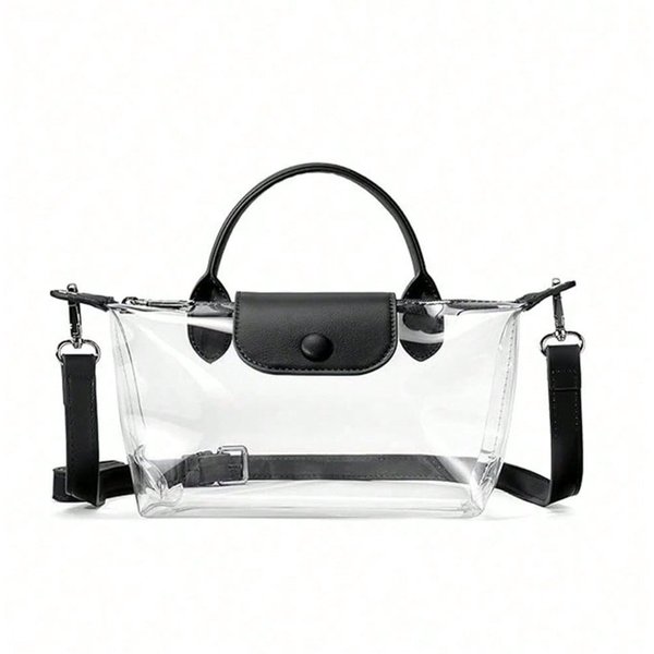 Bolso Tote Transparente De Gelatina Para Mujer, Bolso Cruzado Impermeable Para Hombro Beige White-image