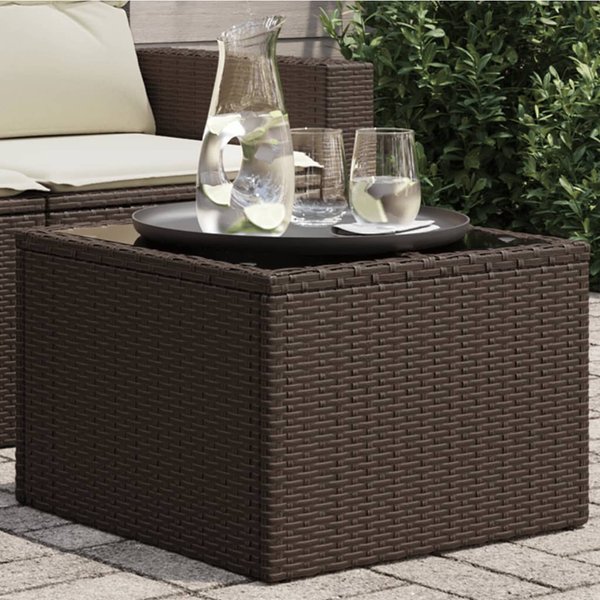 Vidaxl Mesa De JardíN Con Tapa De Cristal, MarróN, 55X55X37 Cm-image