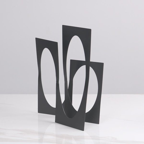 Adornos De Metal GeoméTricos Abstractos Modernos Minimalistas NóRdicos, Modelo De HabitacióN, Venta, Oficina, Sala De Estar, Comedor, Accesorios De Mesa 290*110*340Mm Black-image
