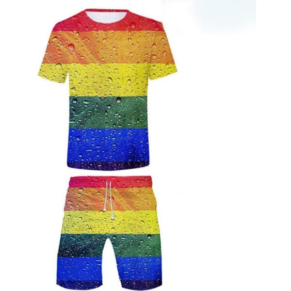 Letnie BezpłAtne Lgbt Nadruk 3D Zestawy Koszulek I Spodenek MęSkie Dresy Oversize Koszulka Z KróTkim RęKawem Spodnie Zestaw Garnitury MęSkie Odzież XL-image