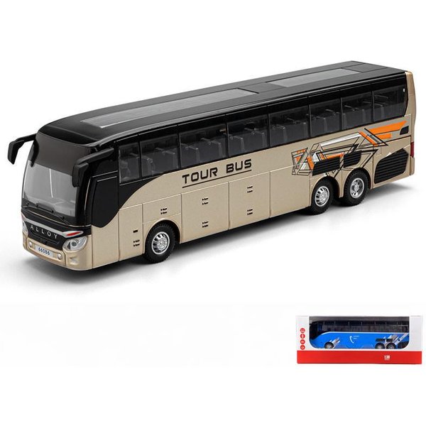 1:30 Biznesowy Autobus Jednopoziomowy DalekobieżNy Stop Die-Cast DźWięK I ŚWiatłO Pull Back Klasyczny Symulowany Zabawki Dla Dzieci ŚWięTo-image