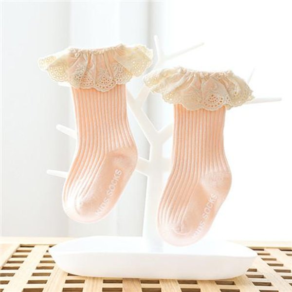 Lawadka Calcetines Para Bebé ReciéN Nacido NiñA Calcetines De Encaje Para Rodilla De Bebé Calcetines De AlgodóN Antideslizantes Para NiñAs Calcetines Largos De OtoñO Invierno Princesa 0-3T 1-3Years(M) Beige-image