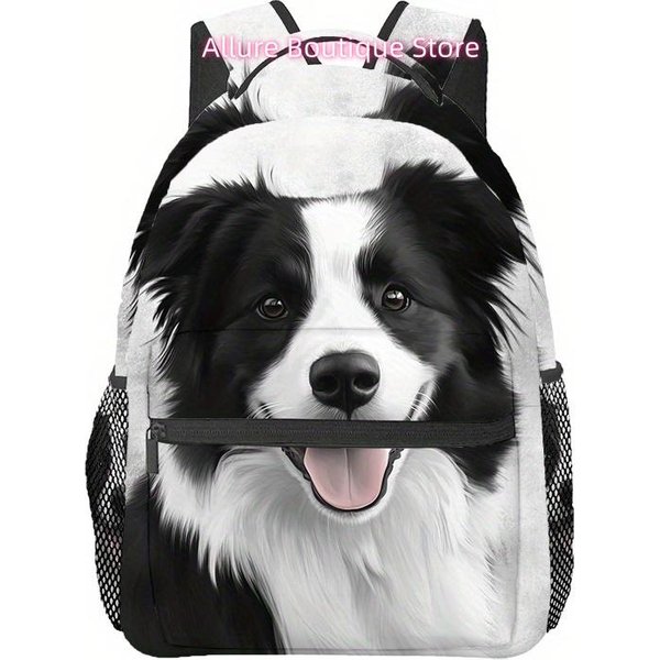 Plecak Z Nadrukiem Psa Border Collie Dla MężCzyzn I Kobiet - Lekki, WytrzymałY Plecak Turystyczny Z Poliestru Z Regulowanymi Paskami, Zamek BłYskawiczny One Size Black-image