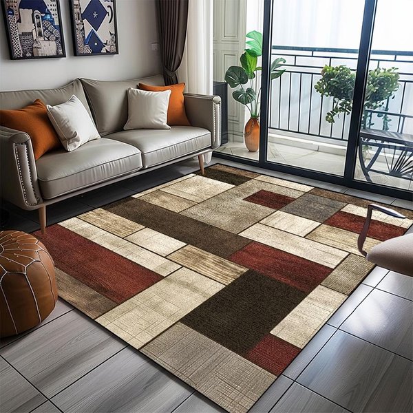 Alfombra GeoméTrica Moderna Sala De Estar DecoracióN Abstracta Hogar Sofá Lavable Alfombras De Gran TamañO Dormitorio Vestidor Alfombrillas De Suelo Antideslizantes 60*90Cm-image