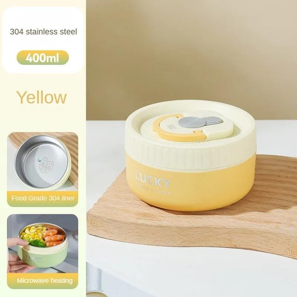 Fiambrera TéRmica PortáTil Sellada Para NiñOs, Apilable, Apta Para Microondas, De Acero Inoxidable 304, Contenedor De Alimentos Aislado.-image