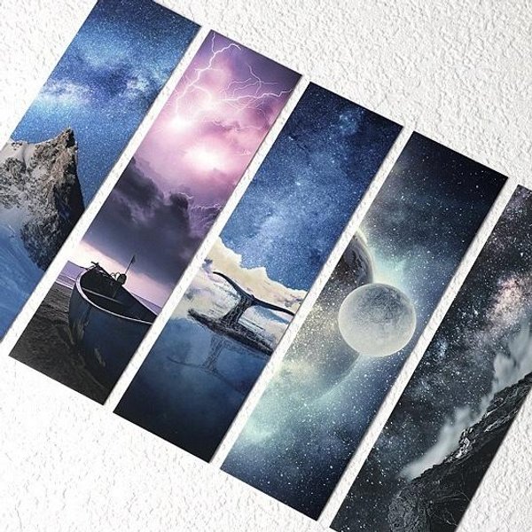 30 Sztuk/Zestaw Seria WęDrująCych Gwiazd Papierowa ZakłAdka Jasne GwiaźDziste Niebo Stojak Na KsiążKę Kartka Z WiadomośCią Prezent ArtykułY Papiernicze Gray-image