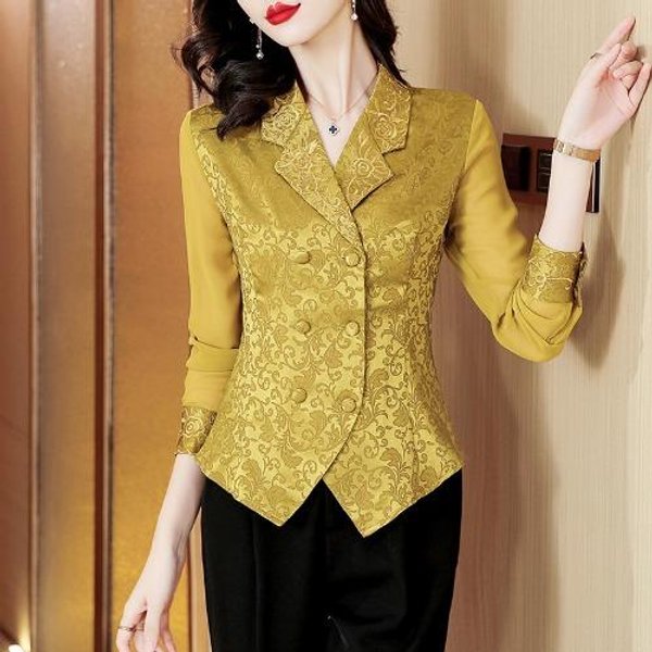 Camisa De Seda Para Mujer, De Manga Larga, Estilo Nuevo, Para Primavera Y OtoñO, Camisa úNica, Ajustada, Estilo FrancéS, De SatéN. 3XL Brown-image