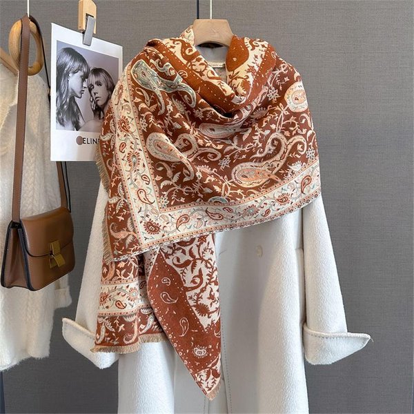 Bufanda De Invierno Para Mujer Bufandas Largas CáLidas De Cachemira Hijab SóLido Chal Envolvente Femenino Pashmina Bandana PañUelos Para La Cabeza Echarpe 65X185Cm-image