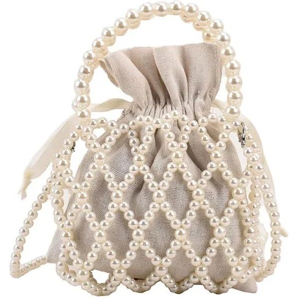 Torebka Damska Pearl MałA Mini Torba Typu Worek Tkana Torebka Typu Crossbody Torebka Damska Portmonetka Portfel Torebka Damska Na Ramię-image