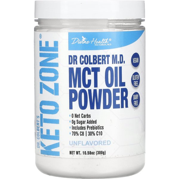 Salud Divina, Dr.. Colbert Zona CetogéNica, Polvo De Aceite Mct, Sin Sabor, 10.58 Oz (300 Gramos)-image