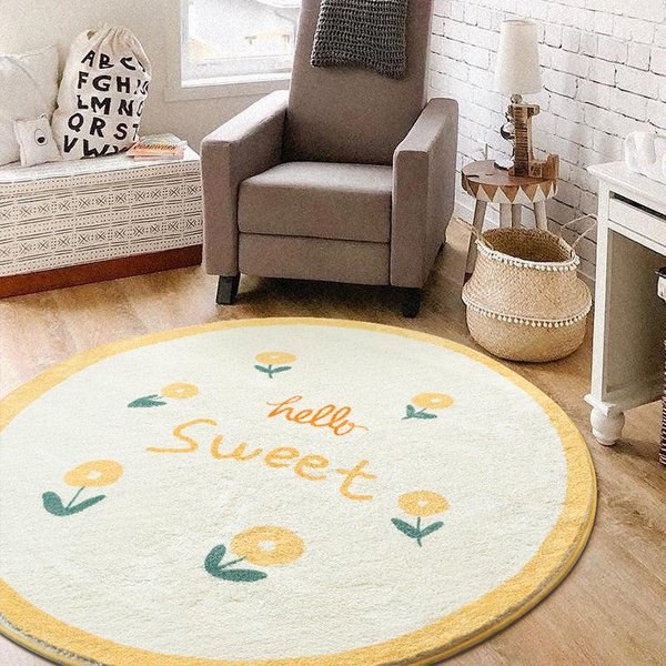 Nowoczesny Prosty OkrąGłY Dywan AntypośLizgowy MięKki Przytulny MożNa Prać W Pralce Mata PodłOgowa Modny WygląD Do Gabinetu Biura Salonu 120X120Cm 47Inch-image