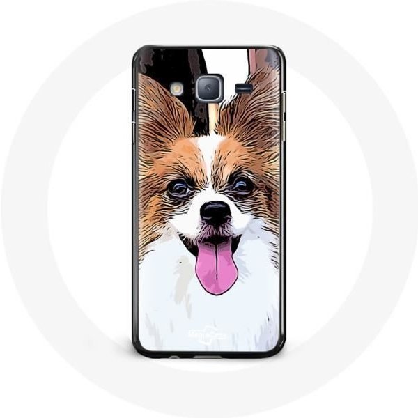 Funda Para Samsung Galaxy A3 Cocker Spaniel Continental Enano Mariposa Cachorro Blanco Y MarróN-image