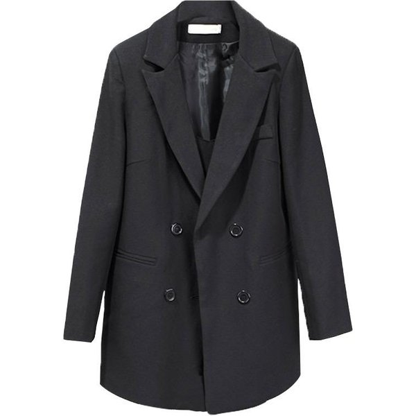 Chaqueta De Traje De Color SóLido Blanco Y Negro Para Mujer Estilo Nuevo Talla Grande PequeñO Hombre Primavera Y OtoñO Doble Botonadura 2XL Negro-image