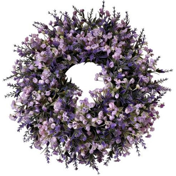 Sztuczny Wianek Lawendowy Na Drzwi WejśCiowe Wiosna Lato Sztuczny Fioletowy Wianek Lawendowy Do WewnąTrz Na ZewnąTrz ŚCiana Ganek Okno Dom Wiejski WystróJ Domu 35Cm-image