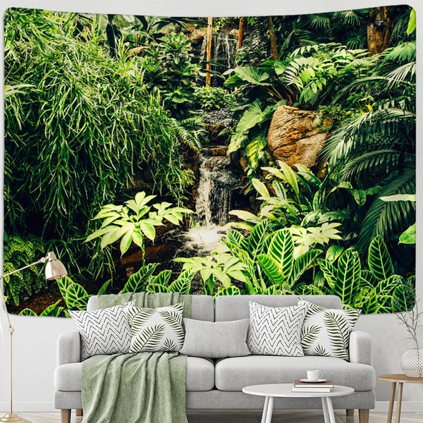 Tapiz De Pared Con Bosque De Arce Rojo, Estilo Bohemio, Hippie, PsicodéLico, Para Dormitorio Y DecoracióN Del Hogar 95X70Cm Beige-image
