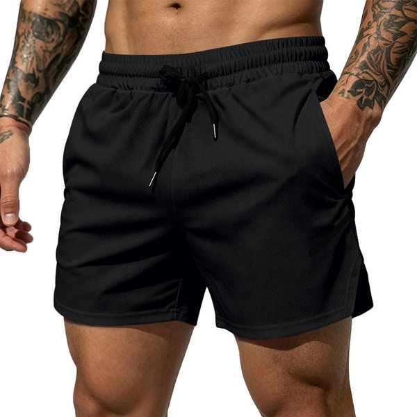 MęSkie OddychająCe SzybkoschnąCe Siatkowe Spodenki Sportowe Lekkie Spodenki Sportowe Z Elastycznym Pasem I Sznurkiem Do Treningu Biegania SiłOwni XL Czarny-image