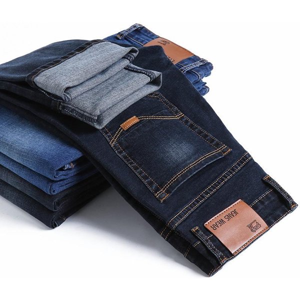 MęSkie Jeansy MęSkie Stretch Wysoki Stan Proste Nogawki LuźNy KróJ Casual ŚRedni Wiek Uniwersalne Spodnie Biznesowe Stretch 38 Gray-image