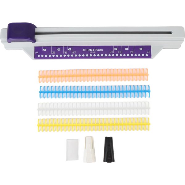 Perforadora De 30 Agujeros Capacidad 6 Hojas Empuje Manual Perforadora De Papel A4 MáQuina Encuadernadora Con 4 Tiras De Hojas Sueltas-image