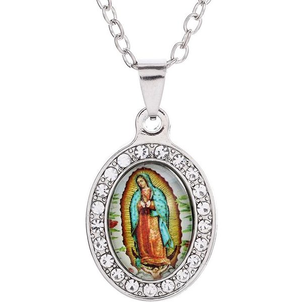 Klasyczny Katolicki Srebrny Kolor Dziewica Maryja Metalowy Medal Wisiorek Naszyjnik Religijny Styl Modlitwa Amulet BiżUteria A20367-Silver-image