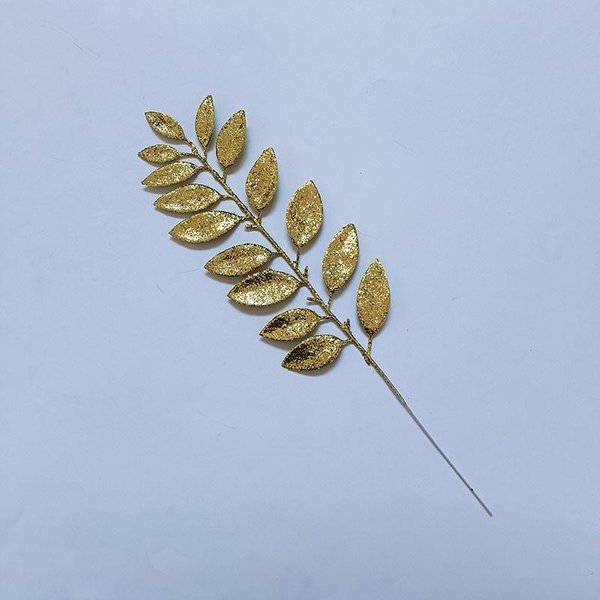 Palos De Hojas Artificiales Doradas Plantas Falsas Hojas De PláStico Doradas Hojas De Rosa Falsas Arbustos De Plantas Falsas Plantas Artificiales Para Interior Exterior Hogar 1 Pc Oro-image